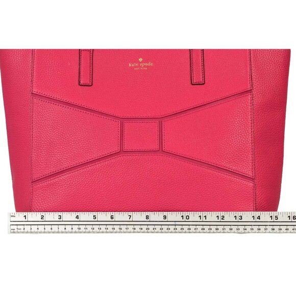 Kate Spade Bridge Place Pink Pebbled Leather X-Large Flamingo Bow Tote - Picture 8 of 12